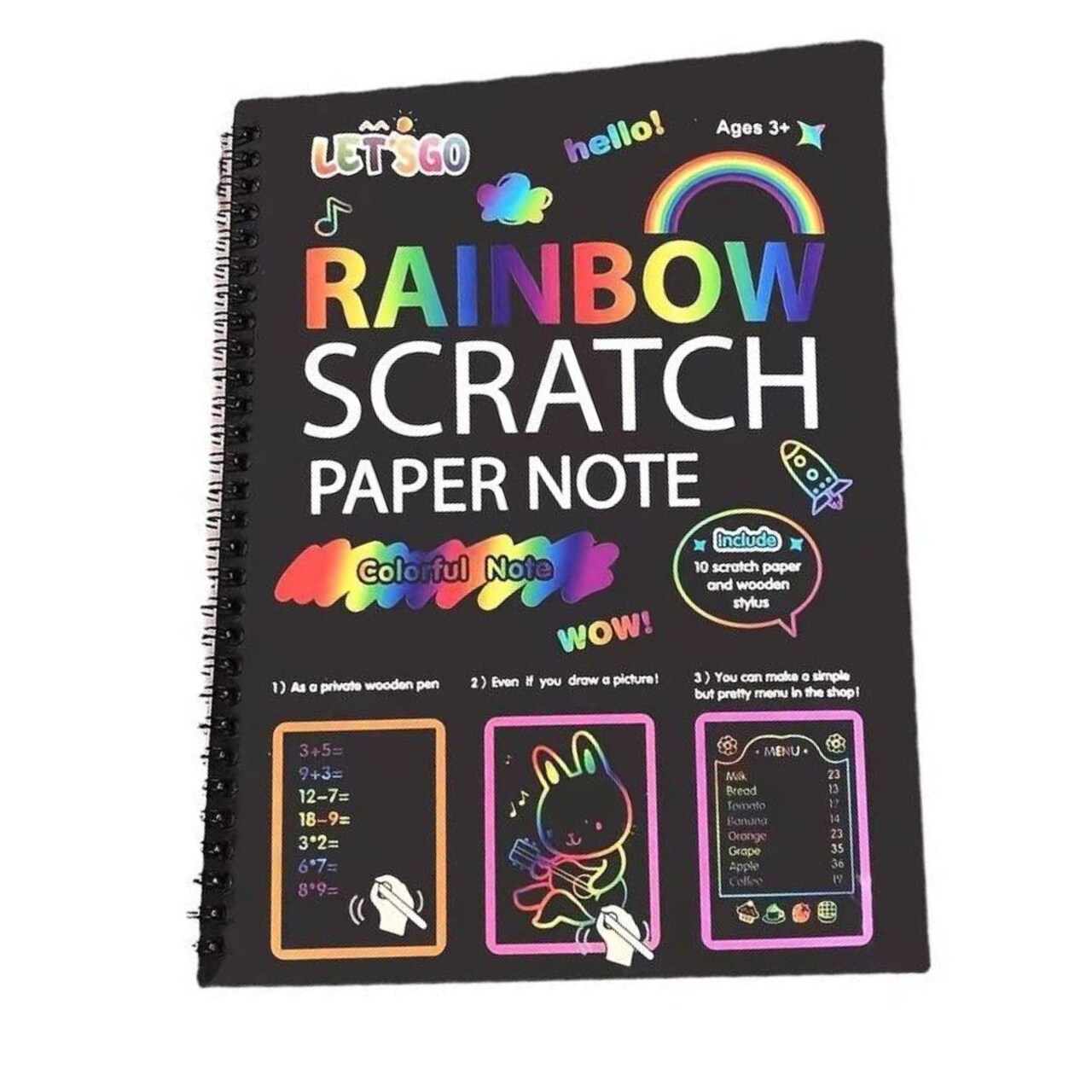 Rainbow Coloring Scratch-Off Notebook Set for Kids 12 Sheets